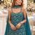 Blue chinon semi stitched suit with embroidery & sequence work