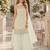 White chinon semi stitched suit with embroidery & sequence work