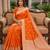 Orange soft silk blend saree with zari weaving meenakari design