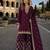 Purple chinon semi stitched suit with embroidery & sequence work