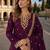 Purple chinon semi stitched suit with embroidery & sequence work