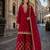 Red chinon semi stitched suit with embroidery & sequence work