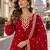 Red chinon semi stitched suit with embroidery & sequence work