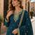 Teal blue chinon semi stitched suit with embroidery & sequence work