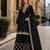 Black chinon semi stitched suit with embroidery & sequence work