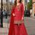 Red georgette semi stitched suit with embroidery & sequence work