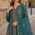 Teal blue silk suit with embroidery & Sequin work