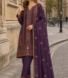 Purple silk suit with embroidery & Sequin work