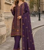 Purple silk suit with embroidery & Sequin work