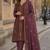 Wine silk suit with embroidery & Sequin work