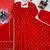 Red elegant chinnon silk blend anarkali suit set