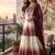 Wine premium dual tone georgette embroidered palazzo suit