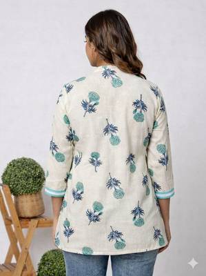 Off white cotton printed kurti 2