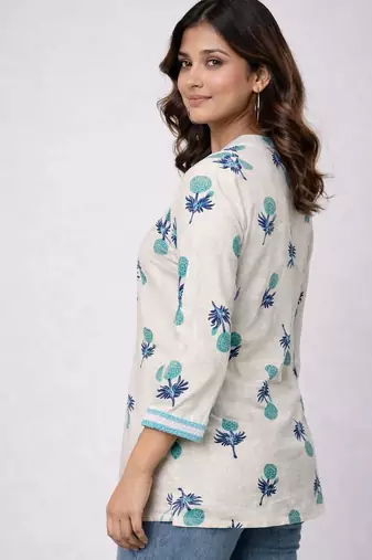 Off white cotton printed kurti