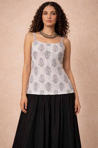 Grey cotton corset kurti