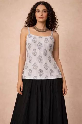 Grey cotton corset kurti