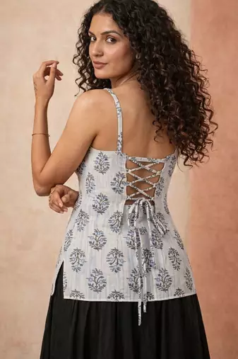 Grey cotton corset kurti