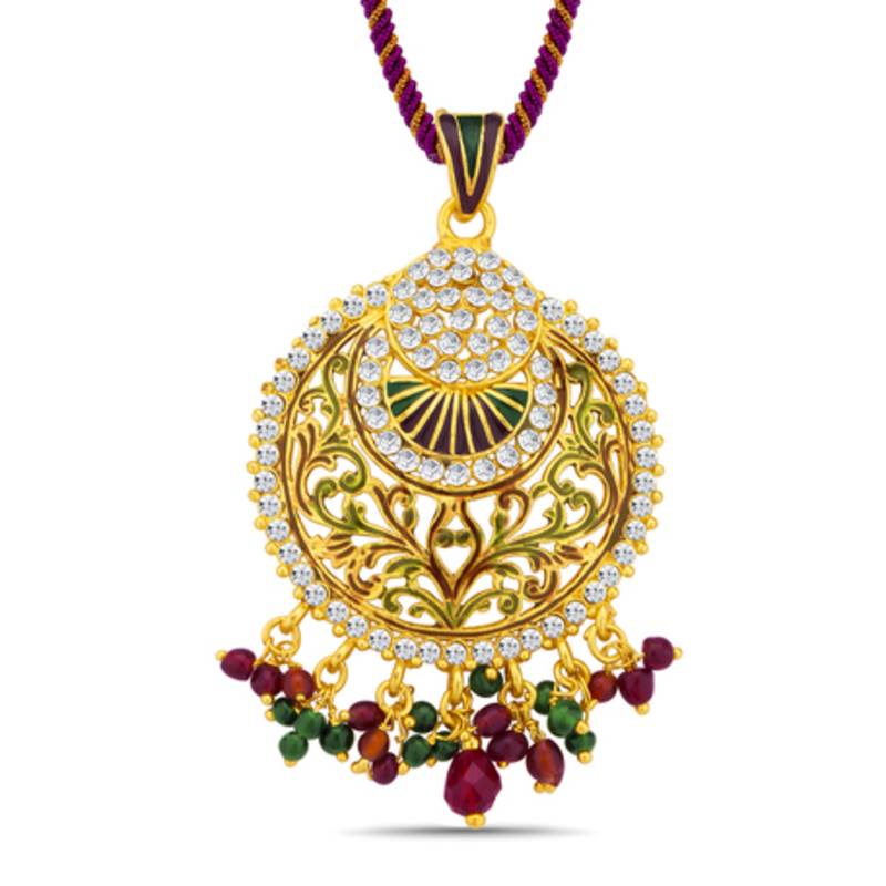 Astonishing Gold Plated Australian Diamond Pendant Set Sukkhi Online Private Limited 731541