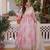 Pink sequins zari embroidered russian silk anarkali gown with dupatta