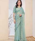 Solid silk blend ready to wear saree
