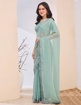 Solid silk blend ready to wear saree 3