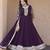 Wine sequins zari embroidered faux blooming anarkali gown set