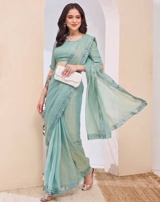 Solid silk blend saree 5