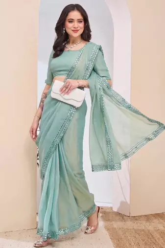 Solid silk blend saree