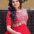 Red sequins zari embroidered russian silk anarkali gown