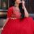 Red sequins zari embroidered russian silk anarkali gown