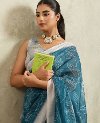 Floral printed silk blend ready to wear saree 4