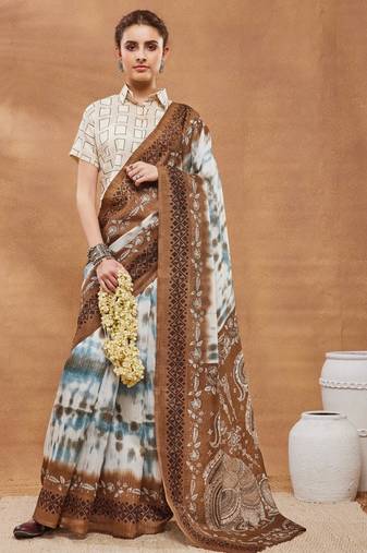 Tie and dye silk bland saree