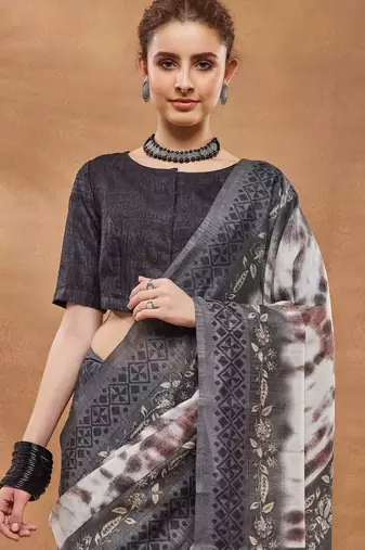 Tie and dye silk bland saree