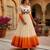Orange thread embroidered star georgette anarkali gown