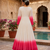 Pink thread embroidered star georgette anarkali gown