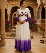 Purple thread embroidered star georgette anarkali gown