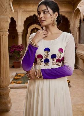Purple thread embroidered star georgette anarkali gown 3