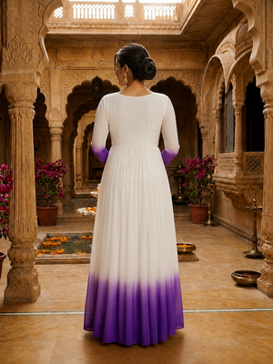 Purple thread embroidered star georgette anarkali gown 4