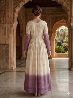Purple sequins embroidered silver crunchy anarkali gown 4