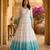Sky blue sequins embroidered silver crunchy anarkali gown