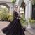 Black laheriya print with patchwork faux georgette anarkali gown