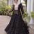 Black laheriya print with patchwork faux georgette anarkali gown