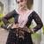 Black laheriya print with patchwork faux georgette anarkali gown