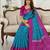 Sea green art silk ikkat and patola weaving concept saree & contrast blouse