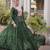 Bottle green laheriya print with patchwork faux georgette anarkali gown