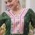 Bottle green laheriya print with patchwork faux georgette anarkali gown