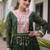 Bottle green laheriya print with patchwork faux georgette anarkali gown