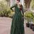 Bottle green laheriya print with patchwork faux georgette anarkali gown