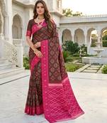 Green art silk ikkat and patola weaving concept saree & contrast blouse