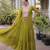 Parrot green laheriya print with patchwork faux georgette anarkali gown